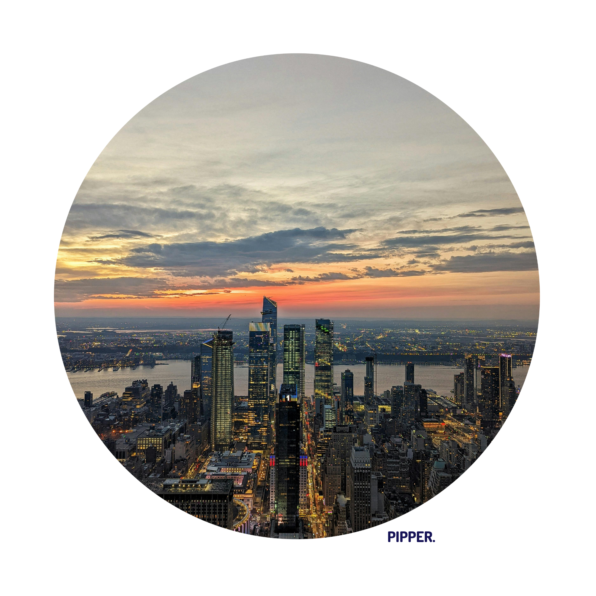 Textilní kruhová samolepka na zeď New York